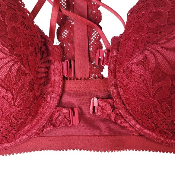 Ulla Popken Lace Underwired Bra Red 46C Soft Shell Front Closure Adj Strap NWT - Picture 7 of 12
